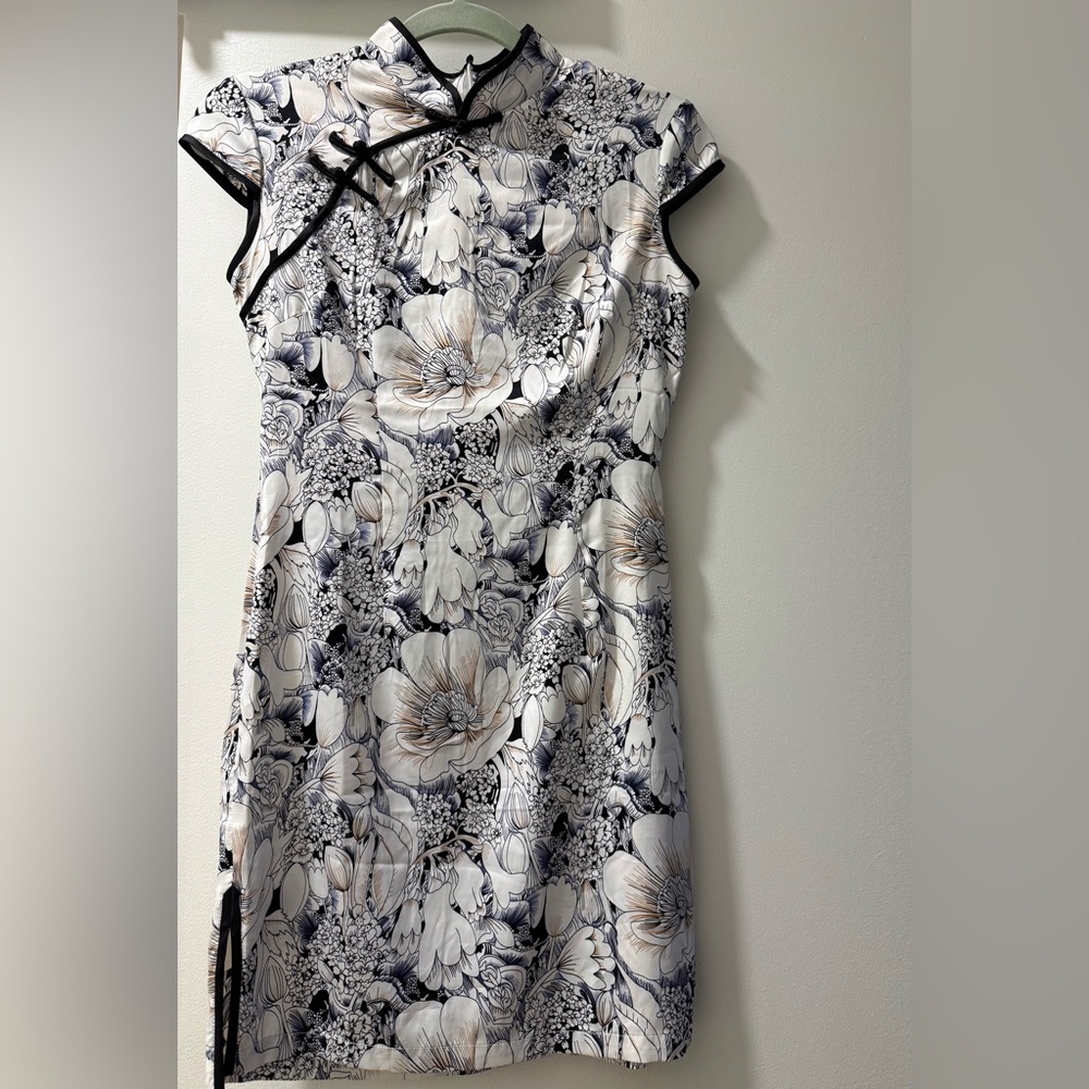 Floral Black and White Dress